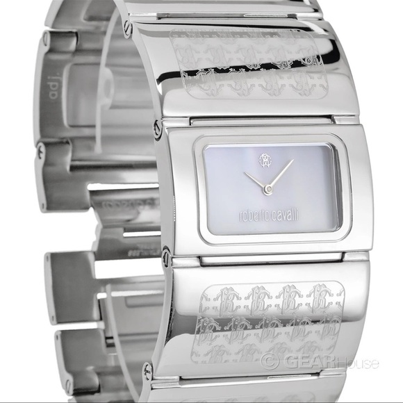 Roberto Cavalli Accessories - New $430 Roberto Cavalli Pavon Women's Rectangle Mother of Pearl Bangle Watch